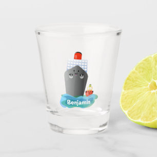 Copo De Shot Ilustração de desenho animado do rebocador de na