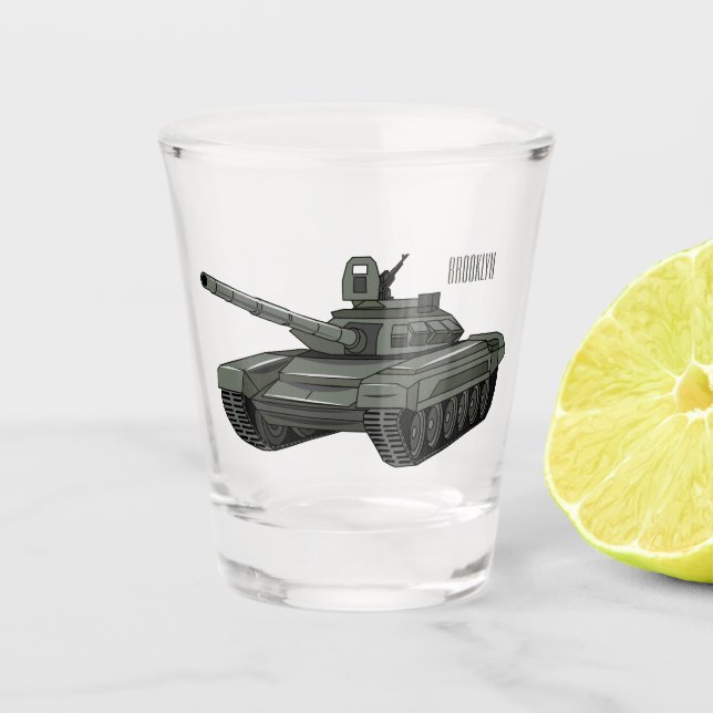 Copo De Shot Ilustração de desenho animado do Tanque (Frente)