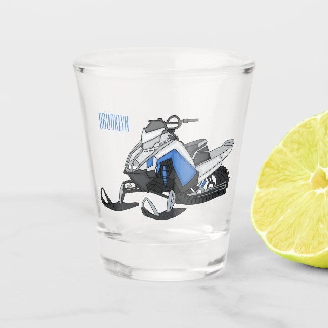 Copo De Shot Ilustração de desenho animado Snowmobile (Frente)
