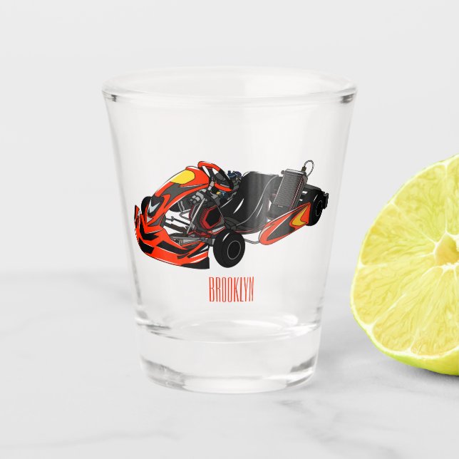 Copo De Shot Ilustração de desenho de corrida de Kart (Frente)