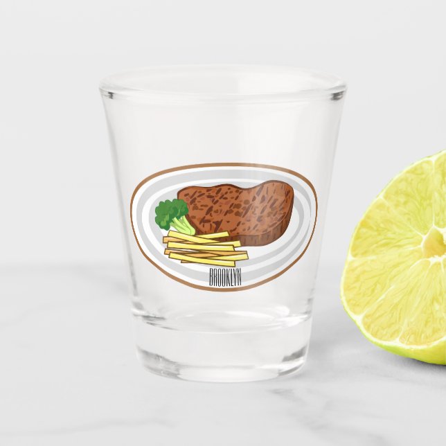 Copo De Shot Ilustração de desenho em bife (Frente)