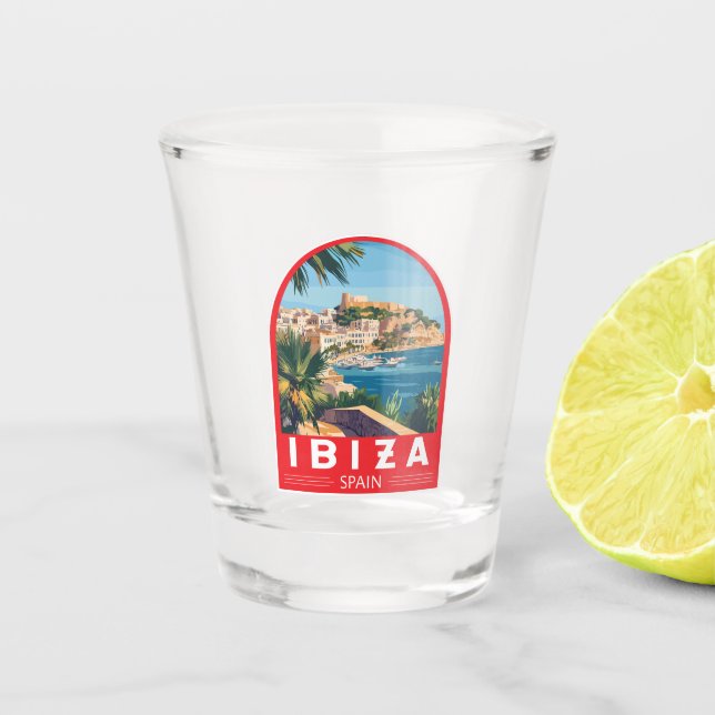 Copo De Shot Ilustração de Espanha Ibiza Vintage (Frente)