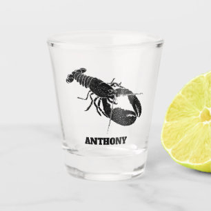 Copo De Shot Ilustração de Lagosta Preta Personalizada