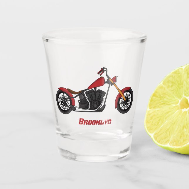 Copo De Shot Ilustração de moto estilo Chopper (Frente)