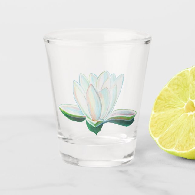 Copo De Shot Ilustração do Lotus Branco (Frente)