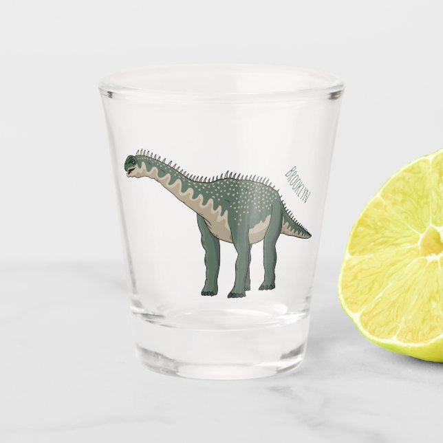 Copo De Shot Ilustração em desenho animado do Barapasaurus (Frente)