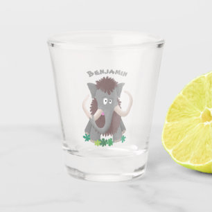 Copo De Shot Ilustração engraçada de mamute lanudo em desenho a