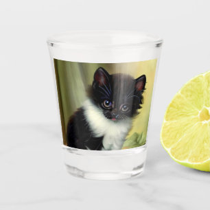 Copo De Shot Ilustração Vintage Tuxedo Kitten