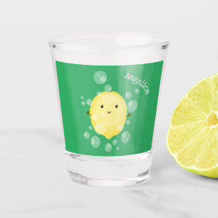 Copo De Shot Imagem das bolhas de fruta de limão-branco