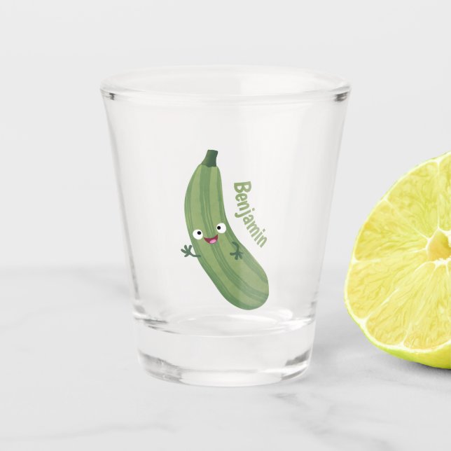 Copo De Shot Imagem de animação feliz da abobrinha (Frente)