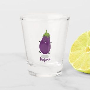 Copo De Shot Imagem de desenho animado de beringela doce e feli