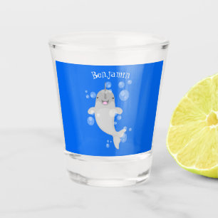 Copo De Shot Imagem de desenho animado de bolhas de narvais fel