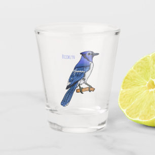 Copo De Shot Imagem de desenho animado de pássaro azul