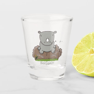 Copo De Shot Imagem de desenho animado do bebê rhino bonito
