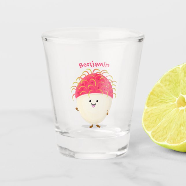 Copo De Shot Imagem de desenho animado rosa-claro (Frente)