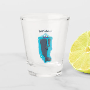 Copo De Shot Imagem de desenhos animados de baleias-brancas e d