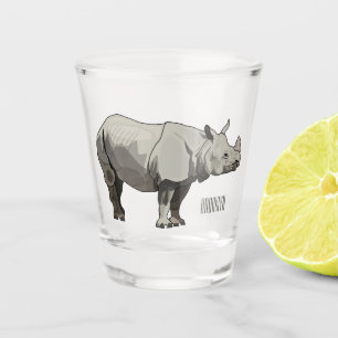 Copo De Shot Imagem do desenho animado de Javan rhinoceros
