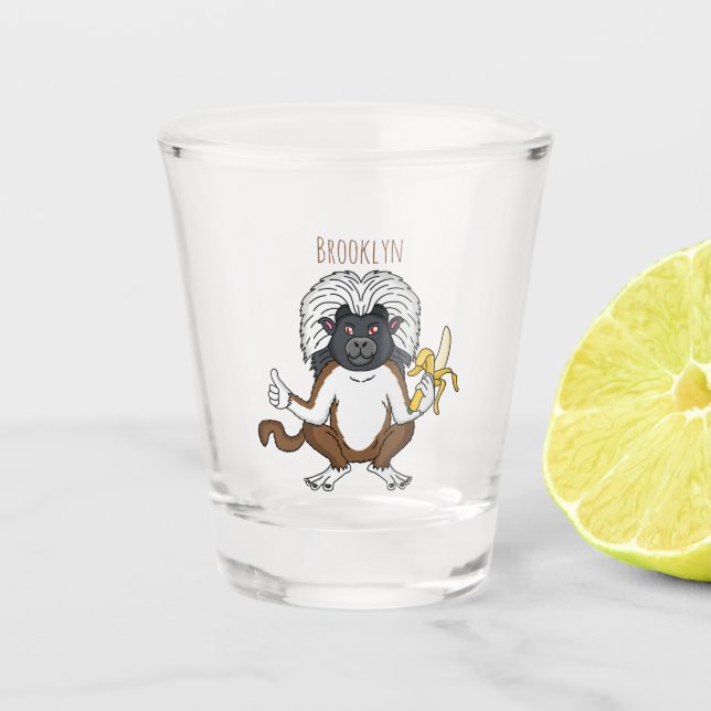 Copo De Shot Imagem do desenho do macaco Cotton Top Tamarin (Frente)