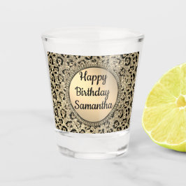 Copo De Shot Impressão Dourada Glitter Leopard Glam Personaliza