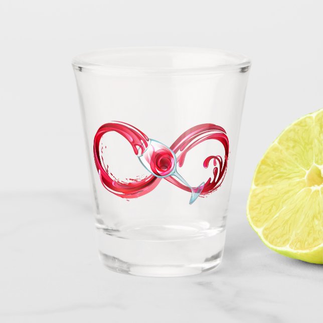 Copo De Shot Infinidade com vinho tinto (Frente)