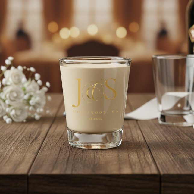 Copo De Shot Iniciais de Casamento Simplesmente Elegantes Doura (Criador carregado)