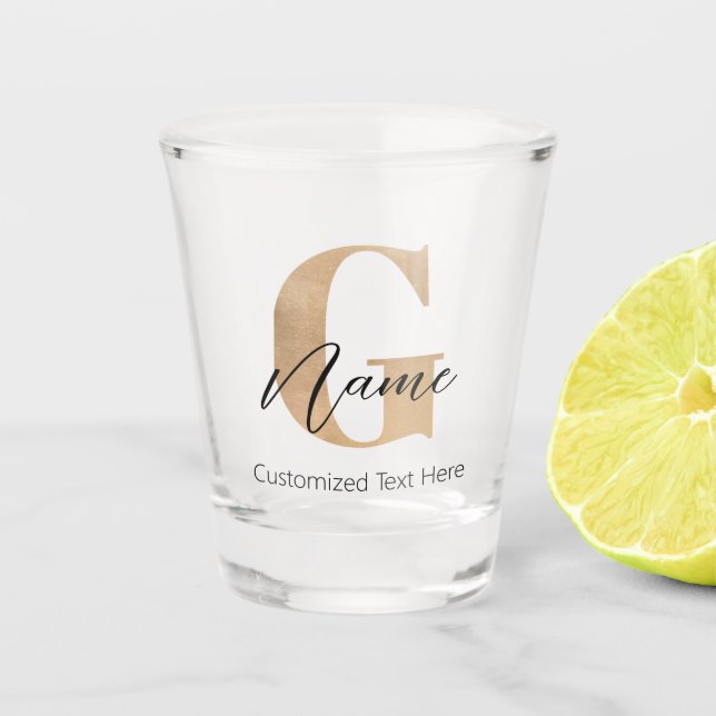 Copo De Shot Inicial Moderna Monogramada G & Nome Personalizado (Frente)