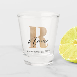Copo De Shot Inicial Moderna Monogramada R & Nome Personalizado