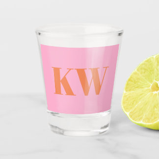 Copo De Shot Inicial Monogramática Personalizada Moderno Rosa L