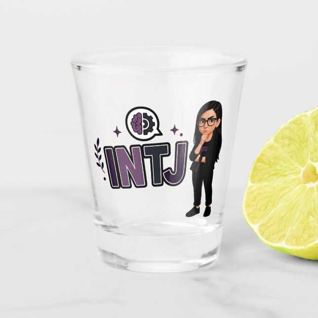 Copo De Shot INTJ — A Visionária Estratégica (Frente)