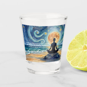 Copo De Shot Ioga Meditação Estrela Noite Céu Lua Oceano Praia