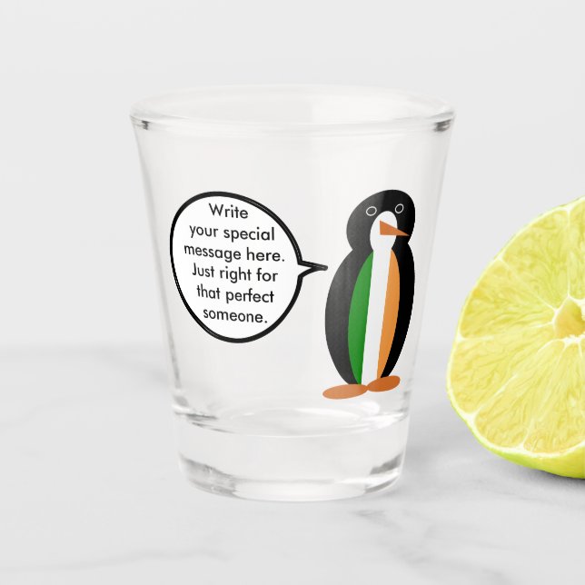 Copo De Shot Irish Flag Talking Ms Penguin Personalised (Frente)