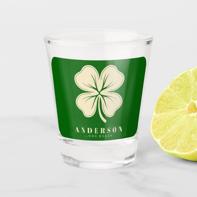 Copo De Shot Irish Lucky Four Folheto com Nome Verde (Frente)