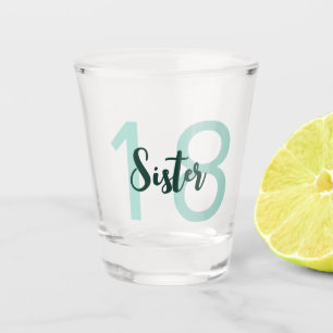 Copo De Shot Irmã 18º Aniversário Espelho Verde Teal Vidro