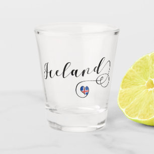 Copo De Shot Islândia Heart, Bandeira Islandesa