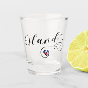 Copo De Shot Islândia Ísland Heart Flag