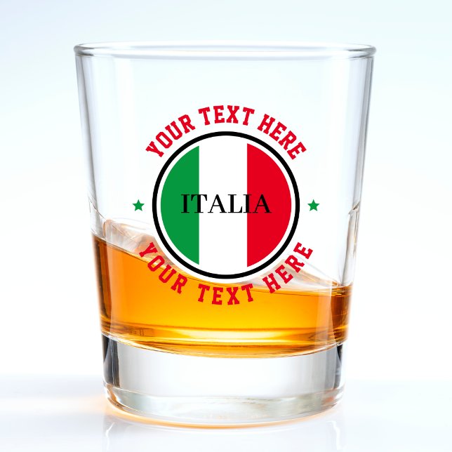 Copo De Shot Itália Sinalizador italiano Red White Texto Verde  (italy italian flag italia shot glass)