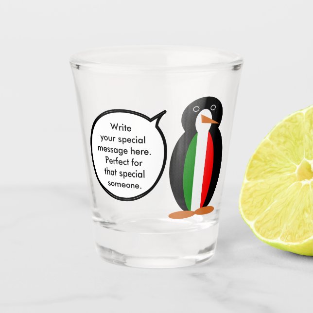 Copo De Shot Italian Talking Ms Penguin Personalized  (Frente)