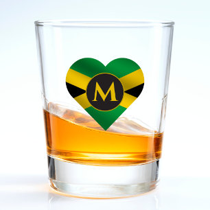 Copo De Shot Jamaica Jamaican Flag Heart Name Monograma Inicial