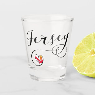 Copo De Shot Jersey Flag Heart, Ilhas do Canal