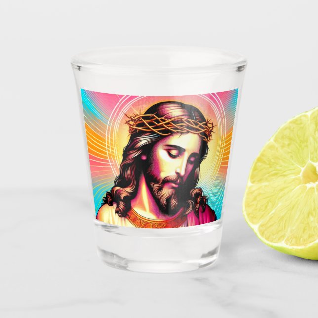 Copo De Shot Jesus colorido atirou em óculos! (Frente)
