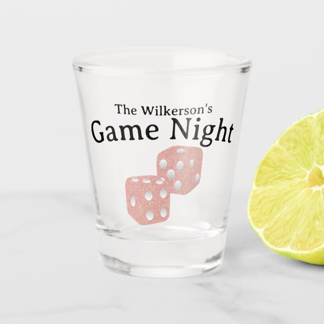 Copo De Shot Jogo Noite Rosa, Dice Luminosa (Frente)