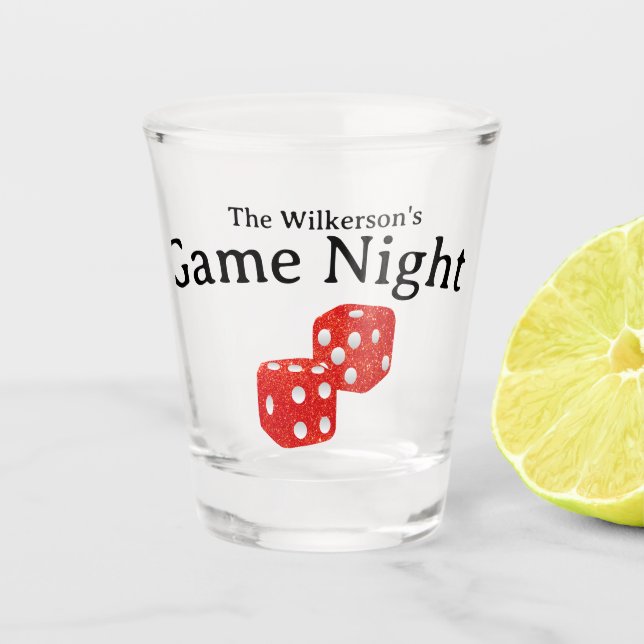 Copo De Shot Jogo Noite Vermelho Dice da Largura (Frente)