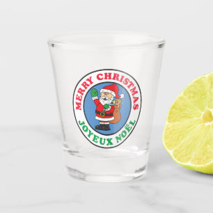 Copo De Shot Joyeux Noel Papais noeis de Natal Franceses Vidro