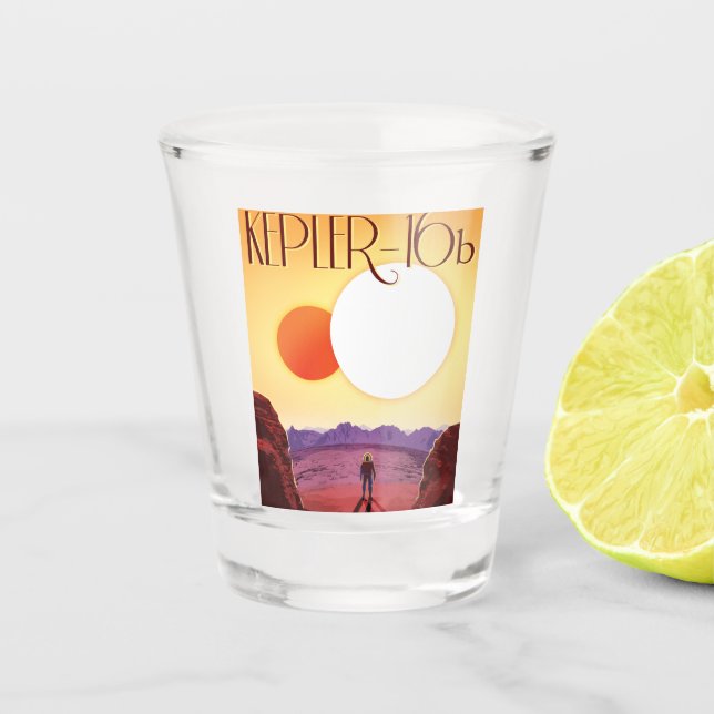 Copo De Shot Kepler-16b: Binary Solar Sunset Fine Art Space (Frente)