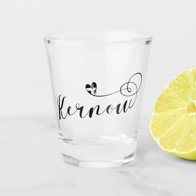 Copo De Shot Kernow Flag em Heart, Cornish, Cornwall (Frente)