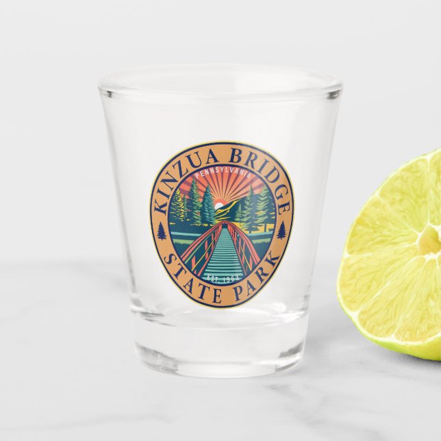 Copo De Shot Kinzua Bridge State Park Pensilvânia Retro Crachá (Frente)