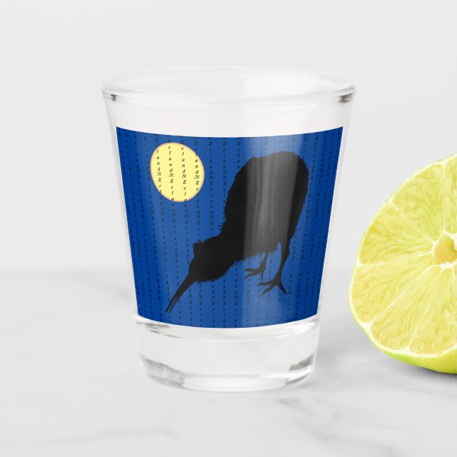Copo De Shot Kiwi Bird & Moon, texto na Nova Zelândia / Ventila (Frente)