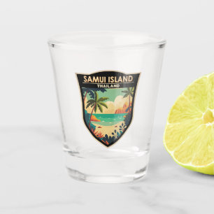 Copo De Shot Ko Samui Island Thailand Viagem Art Crachá
