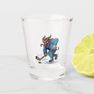 Copo De Shot Krampus Assustador Jogando Hóquei no Gelo Natal