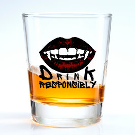 Copo De Shot Lábios Vermelhos Halloween Presas Vampiros Bebem R